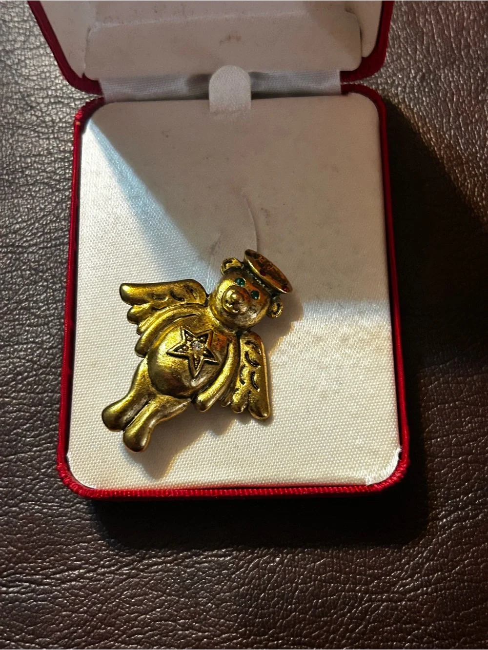 Gold Angel Bear Brooch Pin for Kids Accessories